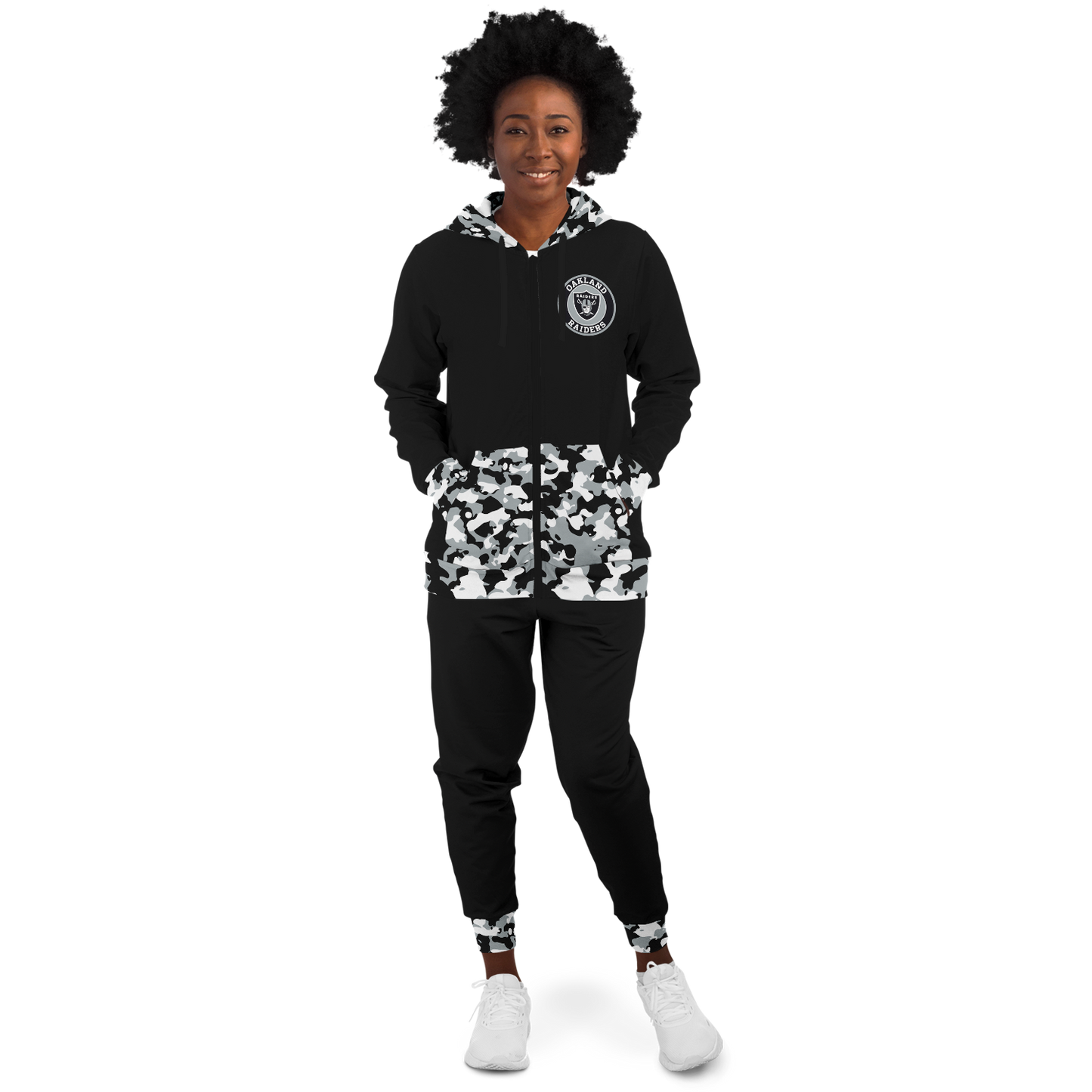 Custom Raiders Camo Zip Hoodie and Jogger Set