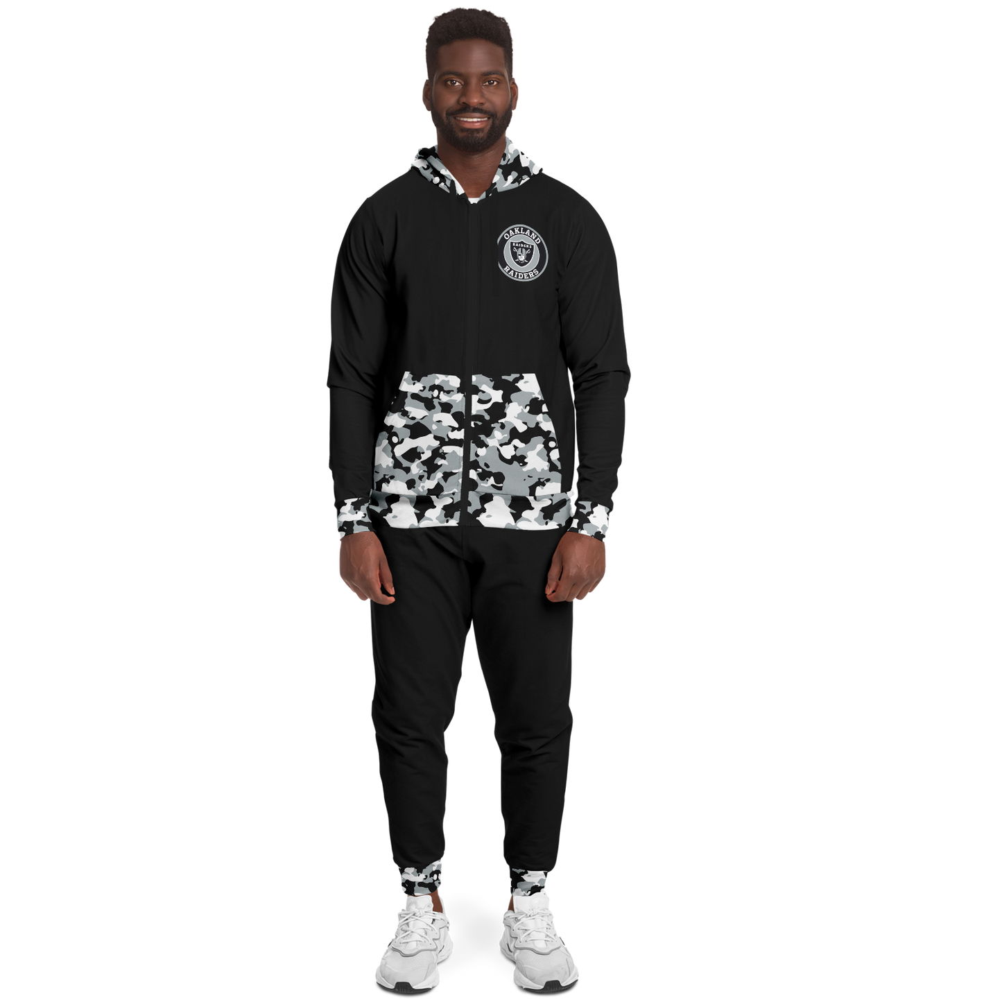 Custom Raiders Camo Zip Hoodie and Jogger Set