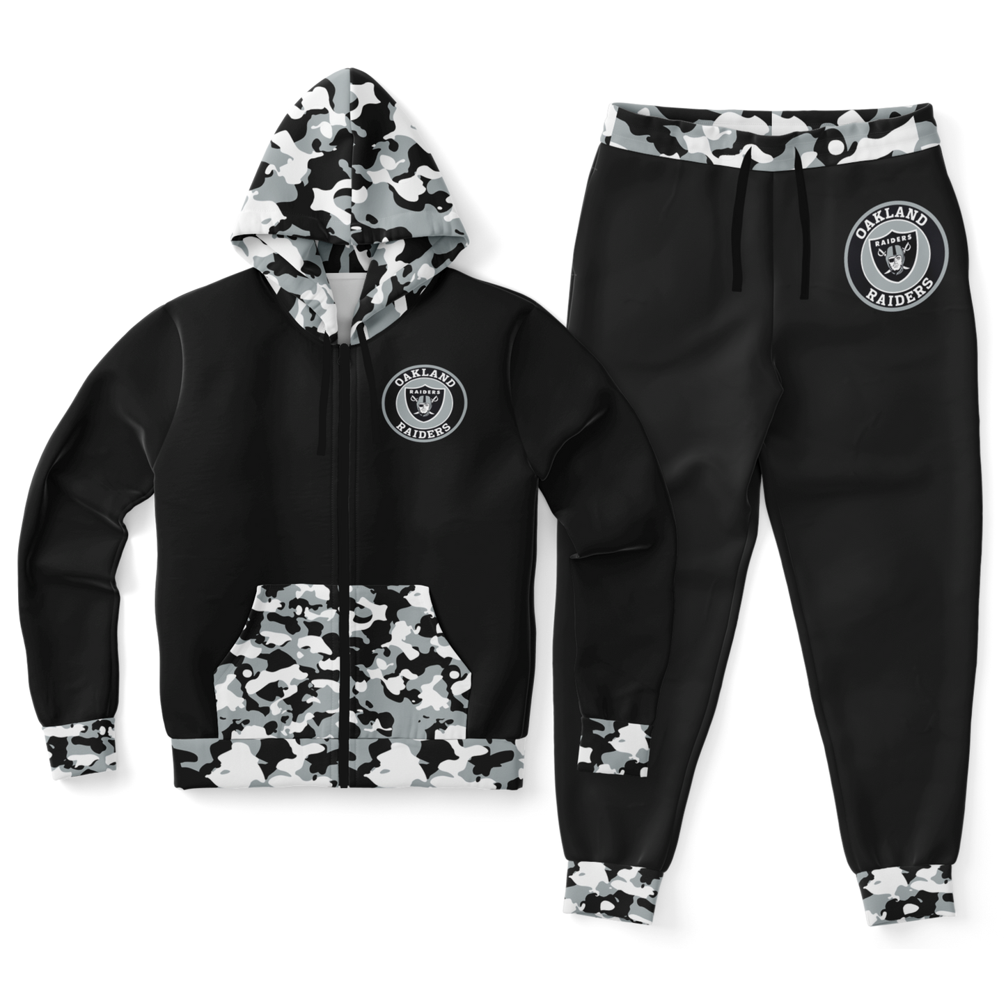 Custom Raiders Camo Zip Hoodie and Jogger Set